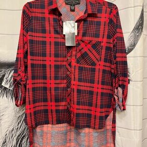 Red And Navy Plaid button up
High Low Top